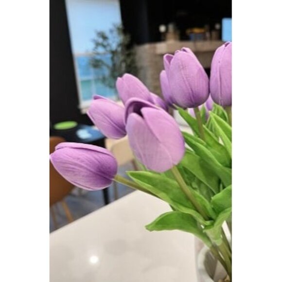 New 20pcs Lilac Fake Flowers Artificial Tulip Silk Flowers 13.5" for Mother' Day - Picture 2 of 2